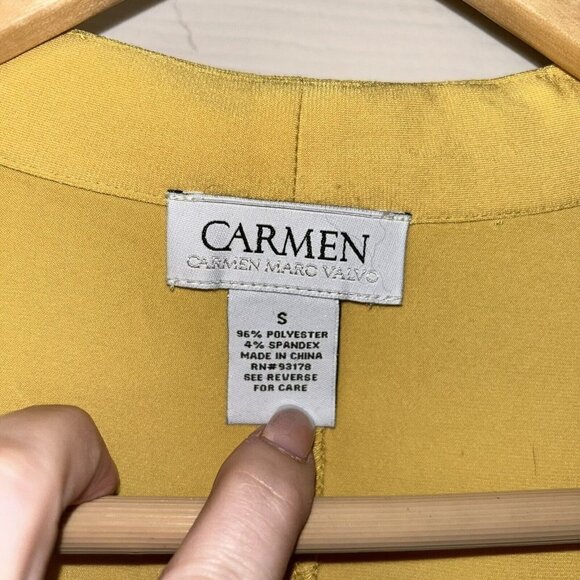 Carmen Mustard Yellow Short Sleeve Square Neck Pullover Blouse Size Small - Picture 7 of 8